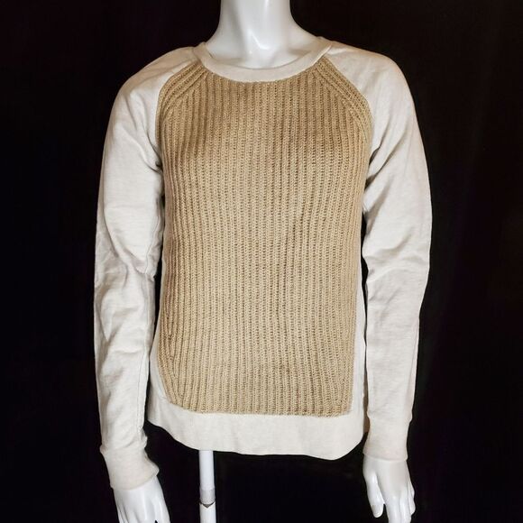 J. Crew Tan Sweater Front Cream Sweatshirt (XXS) - Picture 3 of 6